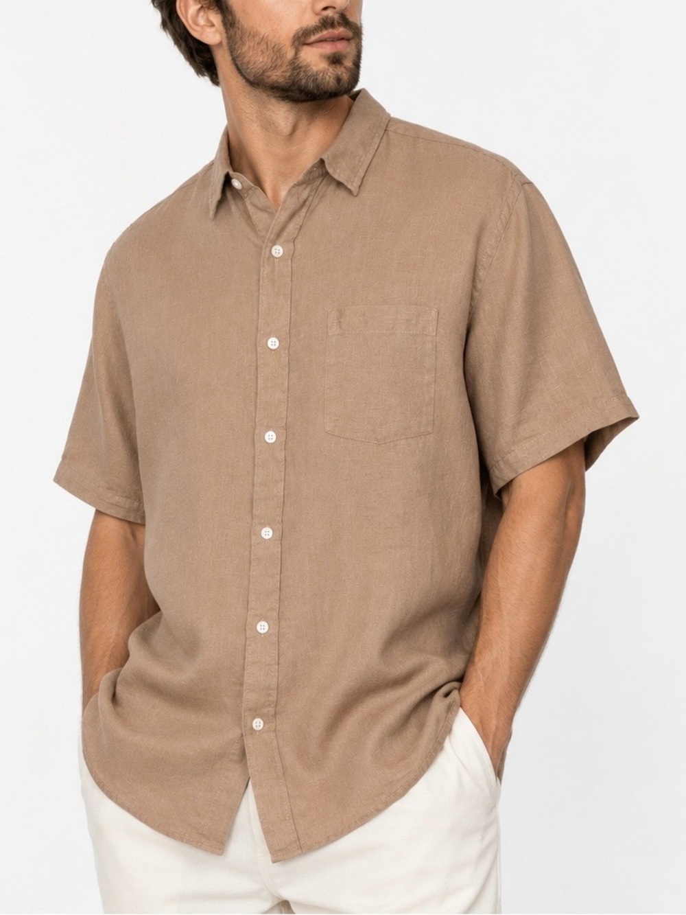 Panama Jack 100% Linen Button Front Shirt Men’s 2XL Tan Casual Beach